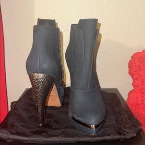 Herve Leger Navy Heeled Boots size 8 with Glitter Detail